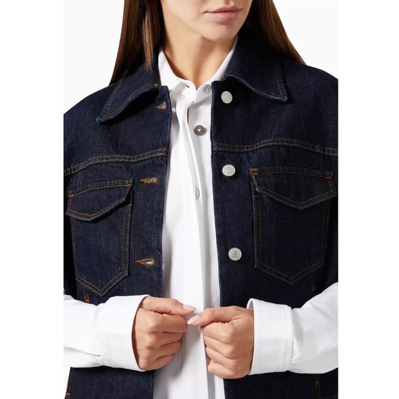 DRIES VAN NOTEN Vassie Short Jacket / Size 36 / Indigo Blue Jean Oversized - Picture 4 of 9